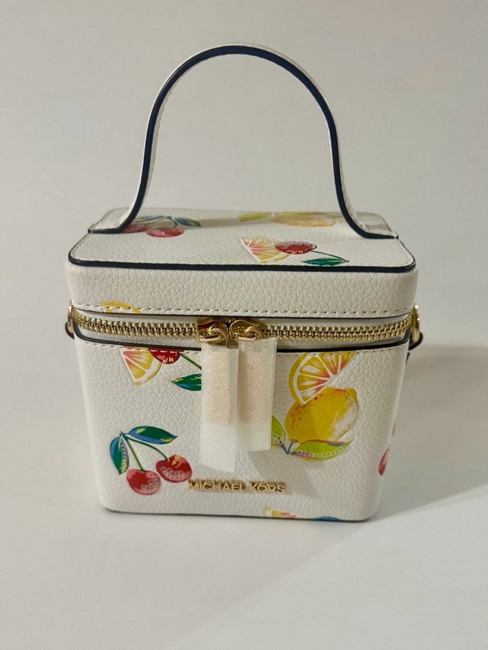 Michael Kors White Mini Vanity Crossbody Bag with Lemon & Cherry Print - Picture 7 of 7